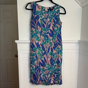 Brooks Brothers Retro Floral Dress size Womens 2 Petite 2P natural fibers